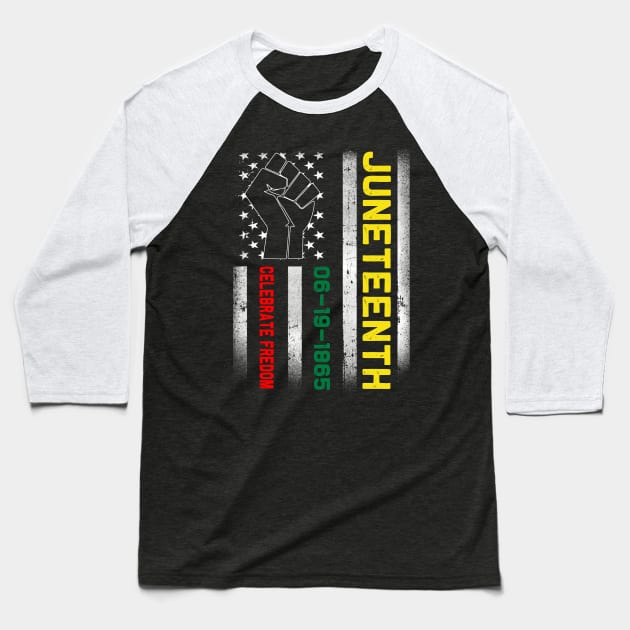 Juneteenth Celebrates Freedom Black African American Juneteenth Ancestors Black African American Flag Pride Baseball T-Shirt by David Darry